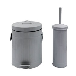 Σετ κάδος με πεντάλ και πιγκάλ “TRENDY” μεταλλικό χωρητικότητας 12lt σε χρώμα γκρι Σετ κάδος με πεντάλ και πιγκάλ “TRENDY” μεταλλικό χωρητικότητας 12lt σε χρώμα γκρι