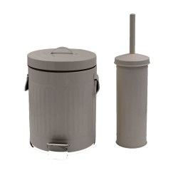 Σετ κάδος με πεντάλ και πιγκάλ “TRENDY” μεταλλικό χωρητικότητας 20lt σε χρώμα μπεζ Σετ κάδος με πεντάλ και πιγκάλ “TRENDY” μεταλλικό χωρητικότητας 20lt σε χρώμα μπεζ
