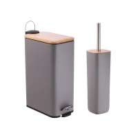 Κάδος με πεντάλ χωρητικότητας 7Lt και πιγκάλ “bamboo” ορθογώνιο σε γκρι χρώμα  Κάδος με πεντάλ χωρητικότητας 7Lt και πιγκάλ “bamboo” ορθογώνιο σε γκρι χρώμα