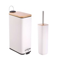 Κάδος με πεντάλ χωρητικότητας 7Lt και πιγκάλ “bamboo” ορθογώνιο σε λευκό χρώμα  Κάδος με πεντάλ χωρητικότητας 7Lt και πιγκάλ “bamboo” ορθογώνιο σε λευκό χρώμα