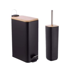 Κάδος με πεντάλ χωρητικότητας 7Lt και πιγκάλ “bamboo” ορθογώνιο σε μαύρο χρώμα  Κάδος με πεντάλ χωρητικότητας 7Lt και πιγκάλ “bamboo” ορθογώνιο σε μαύρο χρώμα