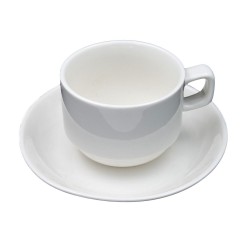 Φλυτζάνι και πιάτο πορσελάνης χωρητικότητας 250ml σε χρώμα λευκό