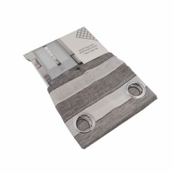 Κουρτίνα “Ριγέ” με μεταλλικούς κρίκους σε χρώμα σκούρο γκρι διαστάσεων 140x260cm Κουρτίνα “Ριγέ” με μεταλλικούς κρίκους σε χρώμα σκούρο γκρι διαστάσεων 140x260cm