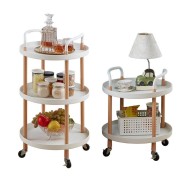 Τρόλεϊ “Βar” στρογγυλό με πλαστικά ράφια πολλαπλών χρήσεων 3 θέσεων, μεγάλης αντοχής με ρόδες διαστάσεων 48x48x82cm σε χρώμα λευκό