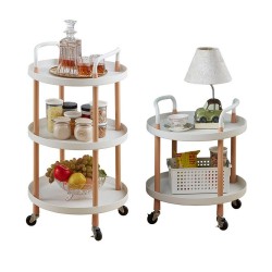 Τρόλεϊ “Βar” στρογγυλό με πλαστικά ράφια πολλαπλών χρήσεων 3 θέσεων, μεγάλης αντοχής με ρόδες διαστάσεων 48x48x82cm σε χρώμα λευκό