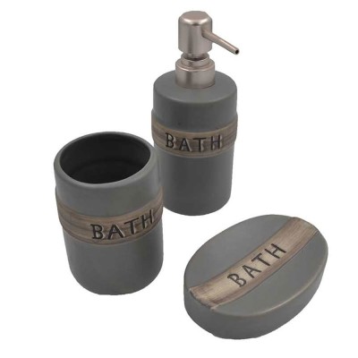 Σετ μπάνιου 3 τεμάχια Dispenser “BATH” σε χρώμα ανοιχτό γκρι