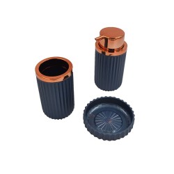 Σετ μπάνιου 3 τμχ “EMI” σε χρώμα μπλε με χρυσό με dispenser χωρητικότητας 500ml