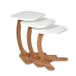 Ξύλινα τραπεζάκια σαλονιού για πολλές χρήσεις, χωνευτά, εξαιρετικής αισθητικής σε χρώμα λευκό Ξύλινα τραπεζάκια σαλονιού για πολλές χρήσεις, χωνευτά, εξαιρετικής αισθητικής σε χρώμα λευκό