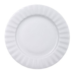Πιάτα πορσελάνης φαγητού με κυματιστό στεφάνι διαμέτρου 27cm σε λευκό χρώμα