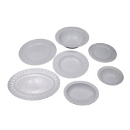 Πιάτα πορσελάνης σούπας με κυματιστό στεφάνι διαμέτρου 23cm σε λευκό χρώμα