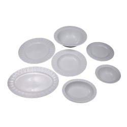 Πιάτα πορσελάνης γλυκού με κυματιστό στεφάνι διαμέτρου 20cm σε λευκό χρώμα