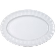 Πιατέλα πορσελάνης με κυματιστό στεφάνι διαμέτρου 31cm σε λευκό χρώμα