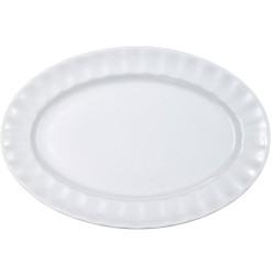 Πιατέλα πορσελάνης με κυματιστό στεφάνι διαμέτρου 31cm σε λευκό χρώμα