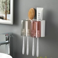 Βάση οδοντόβουρτσας ECOCO με 2 ποτήρια σε λευκό χρώμα