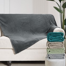 Κουβέρτα – ριχτάρι flannel ζακάρ Σχ.Edward 100% polyester διαστάσεων 200x220cm σε χρώμα Beige