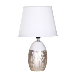 Επιτραπέζιο φωτιστικό POWERTECH E27 με κεραμική βάση σε χρώμα λευκό/χρυσό