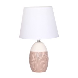 Επιτραπέζιο φωτιστικό POWERTECH E27 με κεραμική βάση σε χρώμα καφέ και λευκό