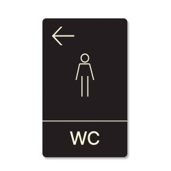 Πινακίδα ξενοδοχείου μαύρη για WC ανδρών στα αριστερά HTA30 διαστάσεων 140mm X 90mm Πινακίδα ξενοδοχείου μαύρη για WC ανδρών στα αριστερά HTA30 διαστάσεων 140mm X 90mm