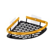 Γωνιακό ράφι τοίχου HOME USE μεταλλικό διαστάσεων 28x5.5x21cm σε μαύρο χρώμα με χρυσές λεπτομέρειες 