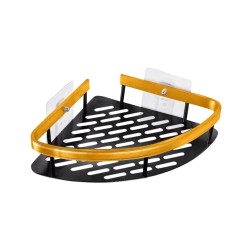 Γωνιακό ράφι τοίχου HOME USE μεταλλικό διαστάσεων 28x5.5x21cm σε μαύρο χρώμα με χρυσές λεπτομέρειες 