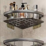 Γωνιακό ράφι τοίχου HOME USE μεταλλικό διαστάσεων 28x5.5x21cm σε ασημί χρώμα