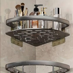 Γωνιακό ράφι τοίχου HOME USE μεταλλικό διαστάσεων 28x5.5x21cm σε ασημί χρώμα