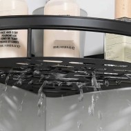 Γωνιακό ράφι τοίχου HOME USE μεταλλικό διαστάσεων 28x5.5x21cm σε μαύρο χρώμα