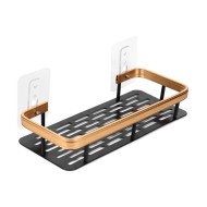 Ράφι τοίχου HOME USE μεταλλικό διαστάσεων 30x5x13cm σε χρώμα μαύρο με χρυσή λεπτομέρεια
