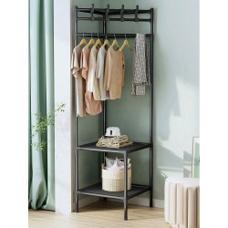 Γωνιακή κρεμάστρα δαπέδου μεταλλική διαστάσεων 40x188cm σε μαύρο χρώμα