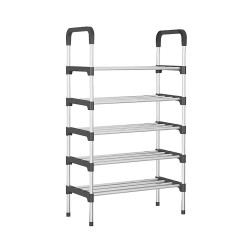 Παπουτσοθήκη HOME USE με 5 ράφια διαστάσεων 60x30x95cm σε χρώμα μαύρο-ασημί