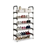 Παπουτσοθήκη HOME USE με 5 ράφια διαστάσεων 60x30x95cm σε χρώμα μαύρο-ασημί