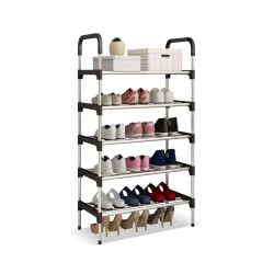 Παπουτσοθήκη HOME USE με 5 ράφια διαστάσεων 60x30x95cm σε χρώμα μαύρο-ασημί