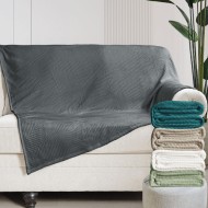 Κουβέρτα – ριχτάρι flannel ανάγλυφο Σχ.Haris 100% polyester διαστάσεων 150x220cm σε χρώμα Dark Grey