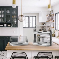 Βιτρίνα 2 επιπέδων RollTop "Budget" με δίσκο Medium διαστάσεων 38x26x17h σε χρώμα λευκό