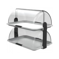 Βιτρίνα 2 επιπέδων RollTop "Budget" με δίσκο Medium διαστάσεων 38x26x17h σε χρώμα λευκό