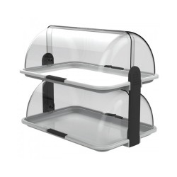 Βιτρίνα 2 επιπέδων RollTop "Budget" με δίσκο Medium διαστάσεων 38x26x17h σε χρώμα λευκό Βιτρίνα 2 επιπέδων RollTop "Budget" με δίσκο Medium διαστάσεων 38x26x17h σε χρώμα λευκό