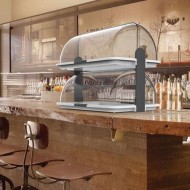 Βιτρίνα RollTop "Budget" 2 επιπέδων με δίσκο Large διαστάσεων 47,5x32,5x40,5h σε χρώμα λευκό