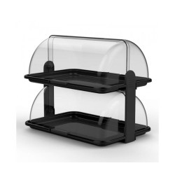 Βιτρίνα RollTop "Budget" 2 επιπέδων με δίσκο Large διαστάσεων 47,5x32,5x40,5h σε χρώμα μαύρο Βιτρίνα RollTop "Budget" 2 επιπέδων με δίσκο Large διαστάσεων 47,5x32,5x40,5h σε χρώμα μαύρο