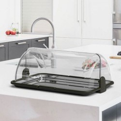 Βιτρίνα RollTop "Budget" 2 επιπέδων με δίσκο Large διαστάσεων 47,5x32,5x40,5h σε χρώμα μαύρο