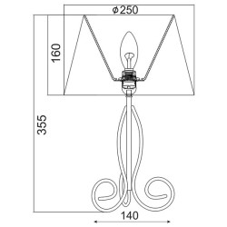 Φωτιστικό κομοδίνου μονόφωτο μεταλλικό πατίνα με εκρού καπέλο για λάμπα με ντουί E14