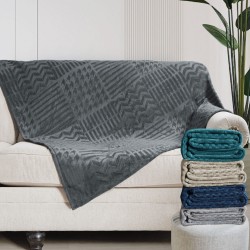 Κουβέρτα – ριχτάρι flannel ζακάρ Σχ. Karl 100% polyester διαστάσεων 150x220cm σε χρώμα Beige