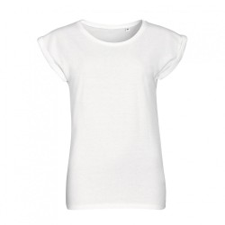 Γυναικείο μπλουζάκι κοντομάνικο Melba με πλαϊνές ραφές νούμερο Large σε λευκό χρώμα