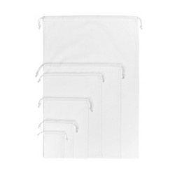 Πουγκί με κορδόνια XXS διαστάσεων 10x14cm σε λευκό χρώμα από 100% οργανικό βαμβάκι 130grs