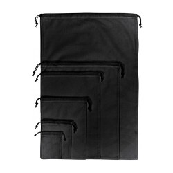 Πουγκί με κορδόνια XL διαστάσεων 50x75cm σε μαύρο χρώμα από 100% οργανικό βαμβάκι