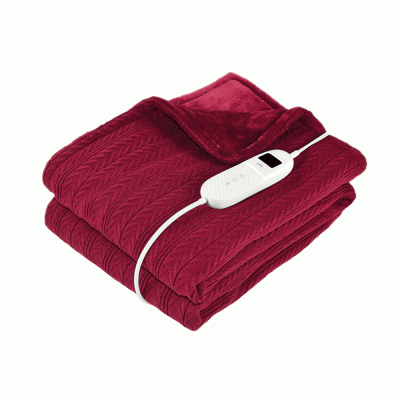 Πλεκτή θερμαινόμενη ηλεκτρική κουβέρτα διαστάσεων 160x120cm σε κόκκινο χρώμα 160W