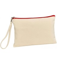 Νεσεσέρ οργανικό MARYLIN διαστάσεων 26x17cm σε φυσικό χρώμα με φερμουάρ κόκκινο