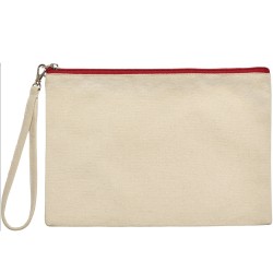 Νεσεσέρ οργανικό MARYLIN διαστάσεων 26x17cm σε φυσικό χρώμα με φερμουάρ κόκκινο