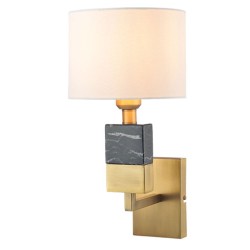 Απλίκα τοίχου μονόφωτη με μεταλλική και μαρμάρινη βάση για λάμπα με ντουί Ε27