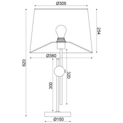 Πορτατίφ νίκελ μονόφωτο με δυνατότητα ρύθμισης ύψους και λευκό υφασμάτινο καπέλο για λάμπες Ε27