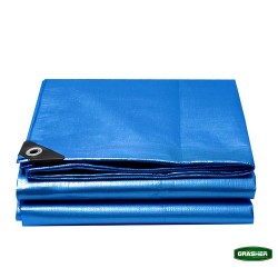 Αδιάβροχος μουσαμάς - τέντα διαστάσεων 2x3m 120gr/m² GRASHER με κρίκους σε μπλε χρώμα